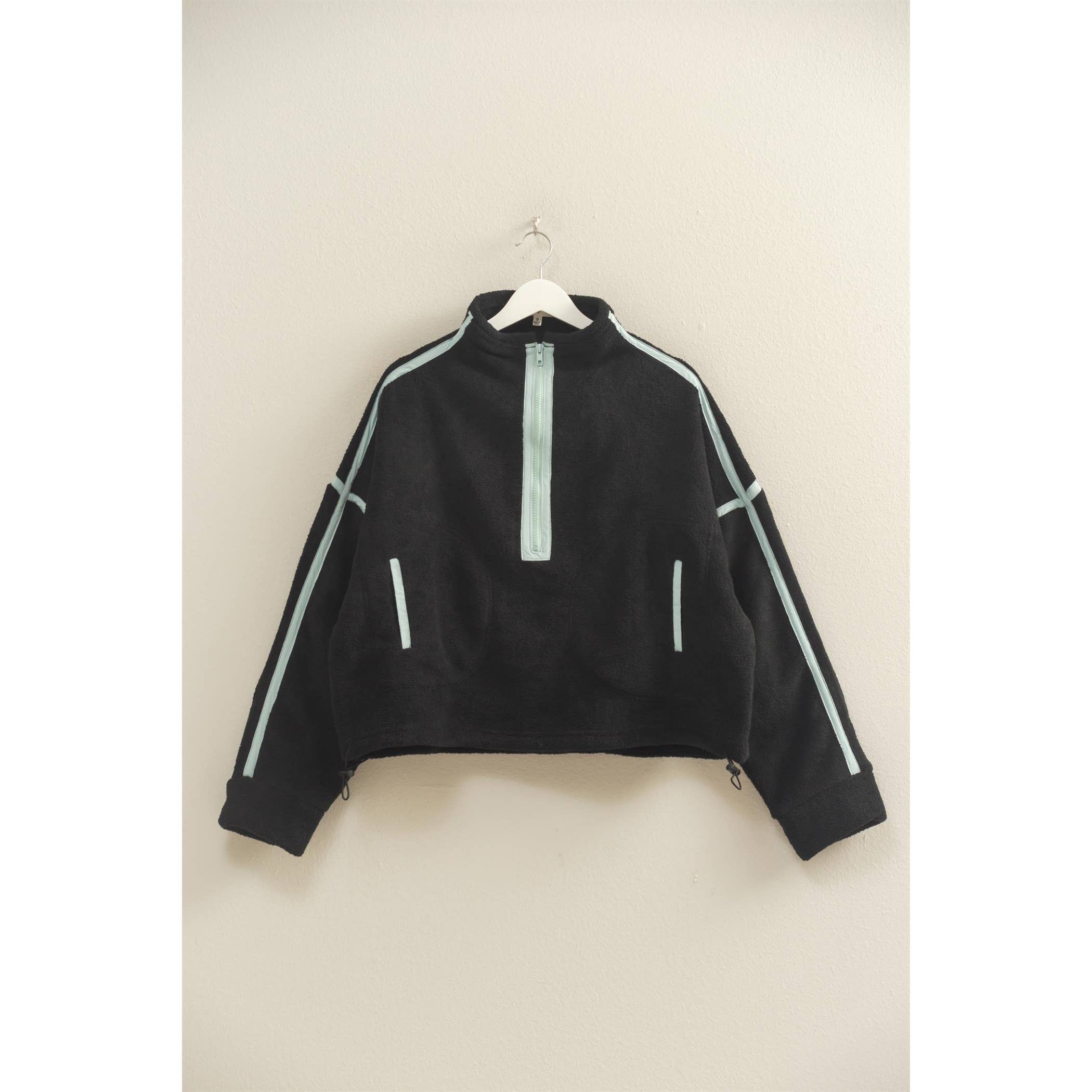 Fleece Pullover Jacket: Black