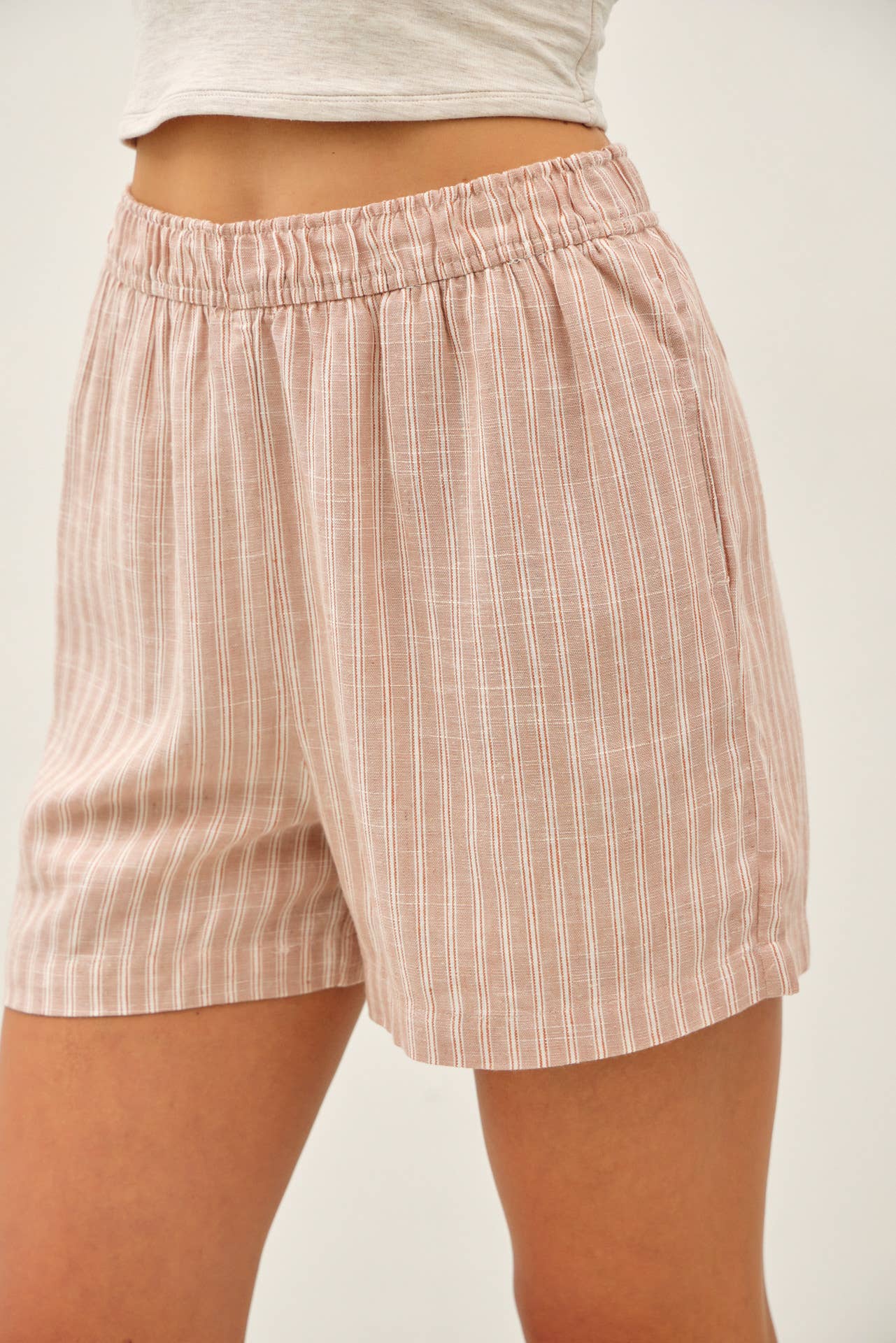 Striped Breezy Shorts: Hazelnut