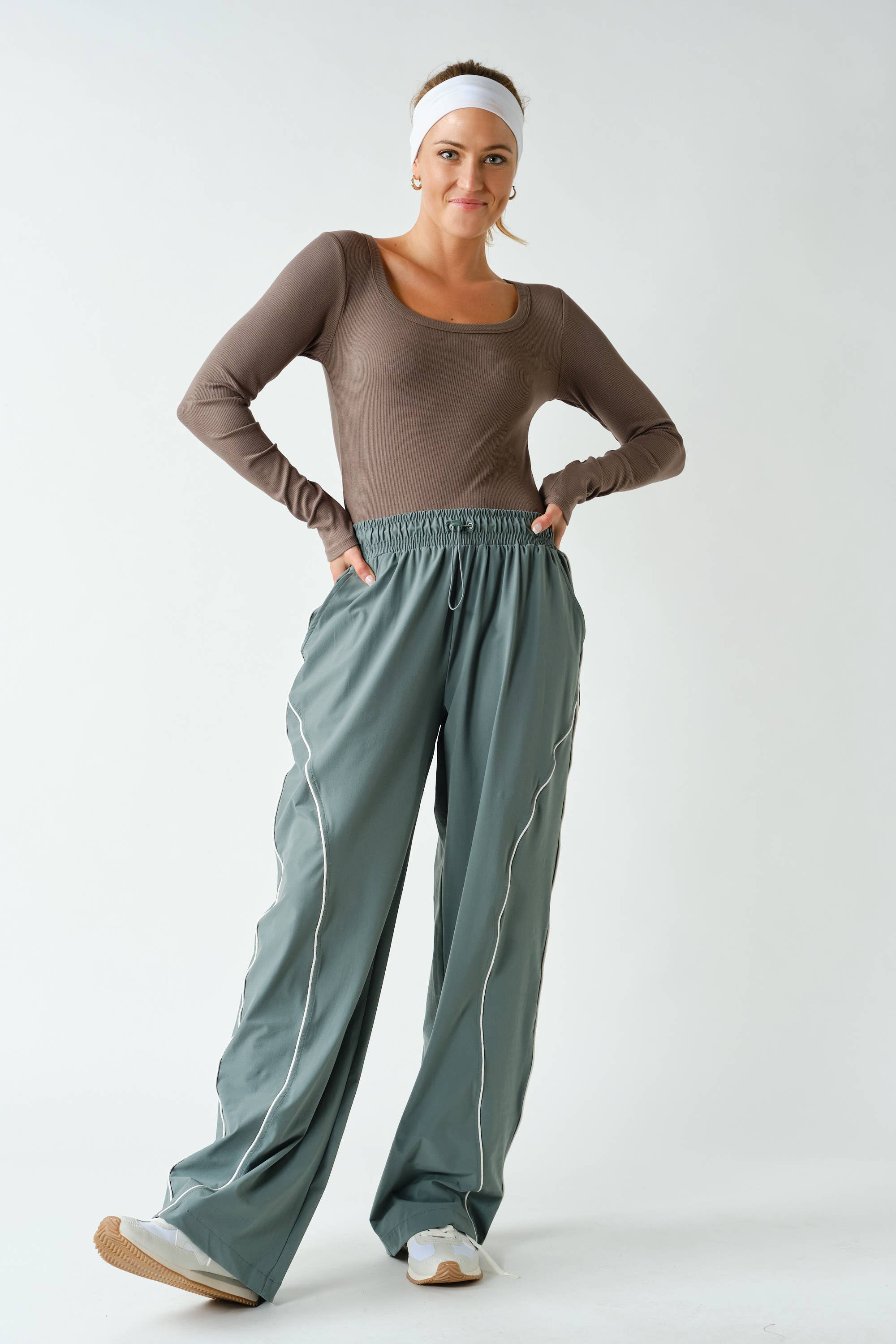Curved Classic Track Pants: Eucalyptus