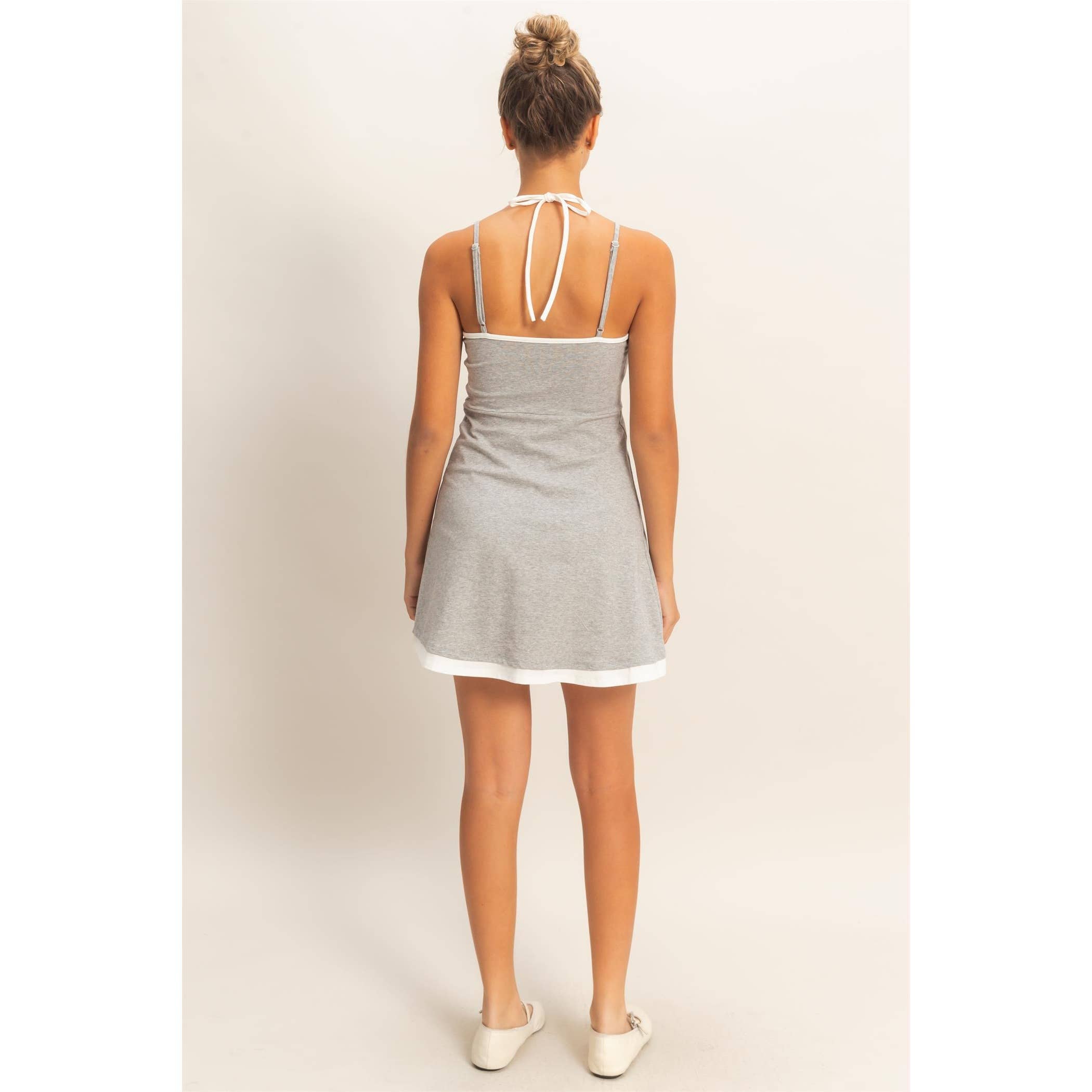 Spaghetti Strap Mini Dress: Grey