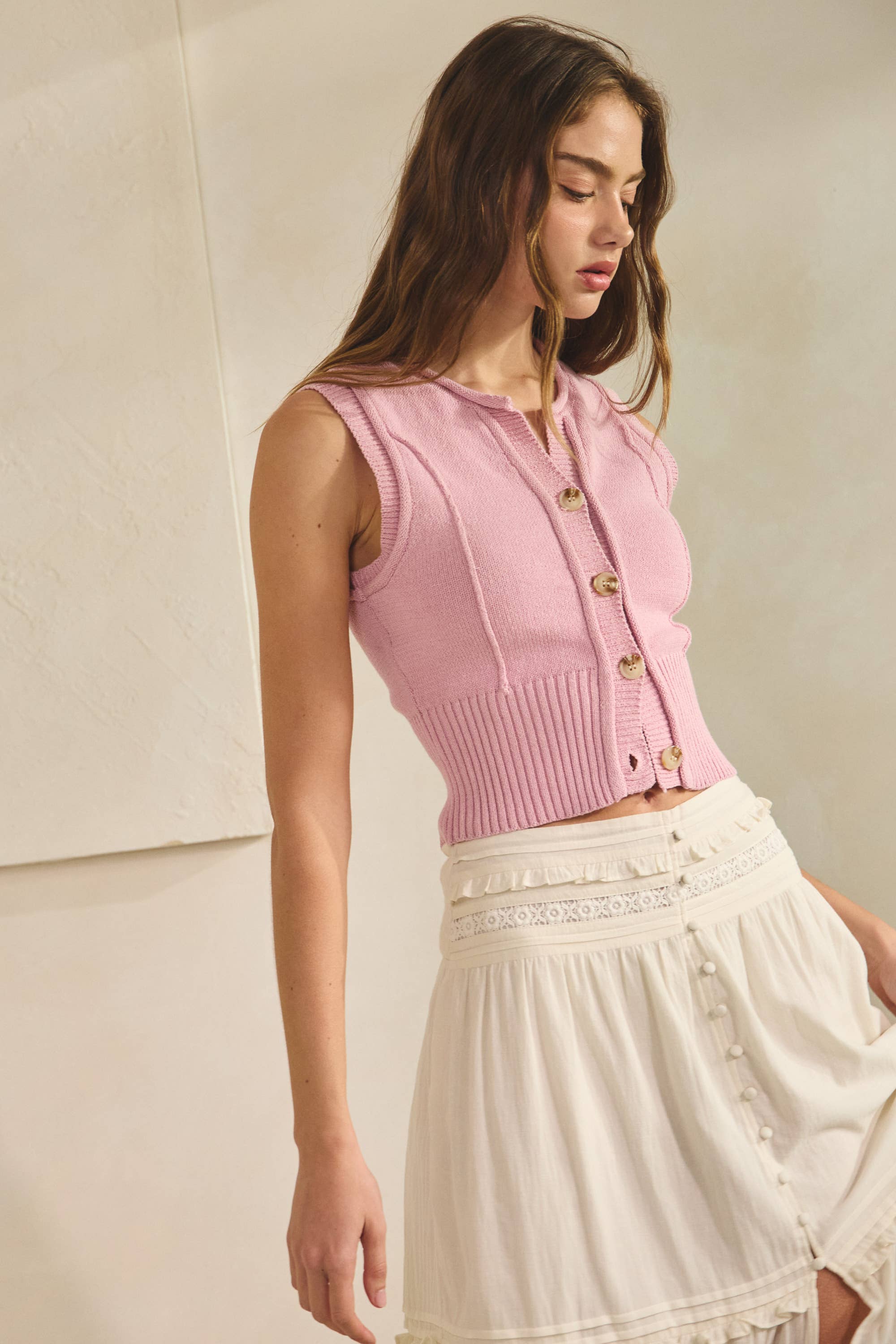 Roll Up Neck Sweater Vest