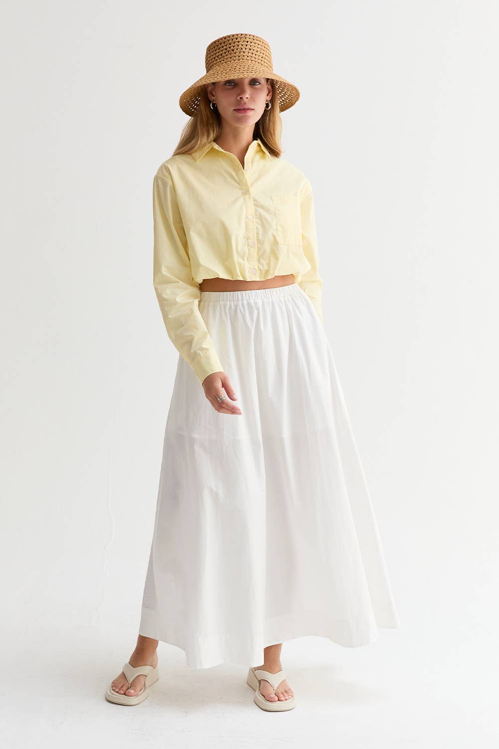Demi Poplin Hem Shirt: Yellow