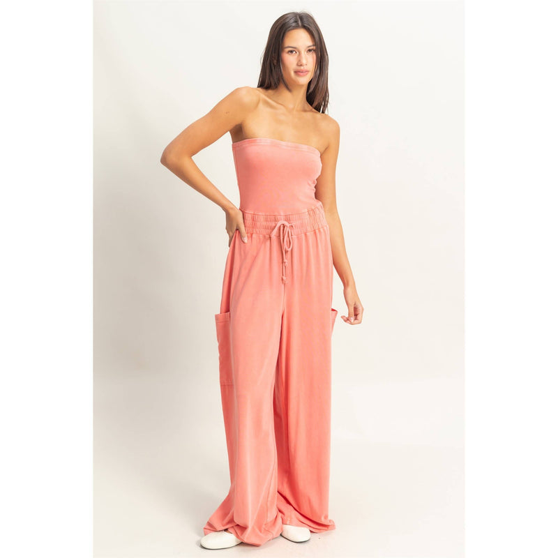 Tube Top Jumpsuit:BLACK
