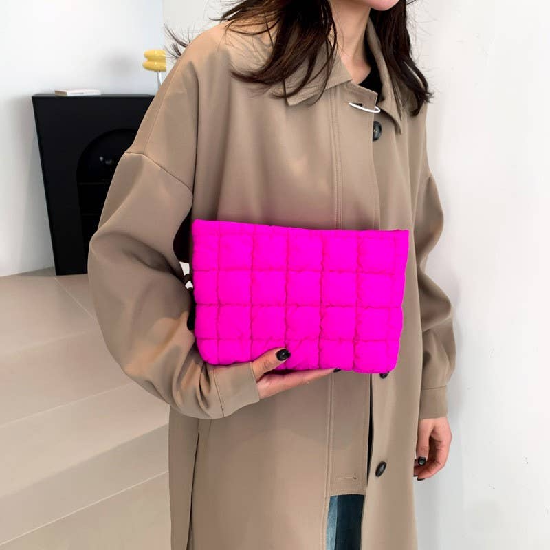 Puffy Cosmetic Makeup Bag: Fuchsia