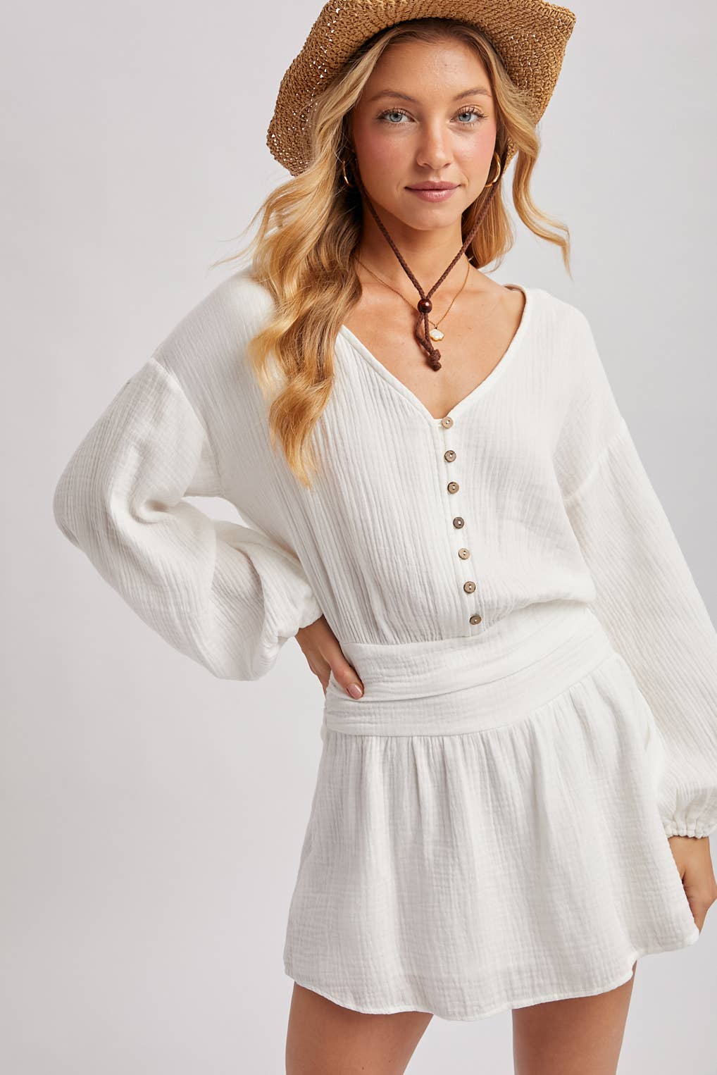 Ivory V Neck Romper