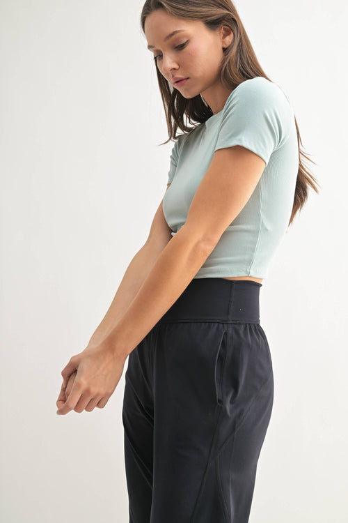Micro-Ribbed Baby Tee Blue