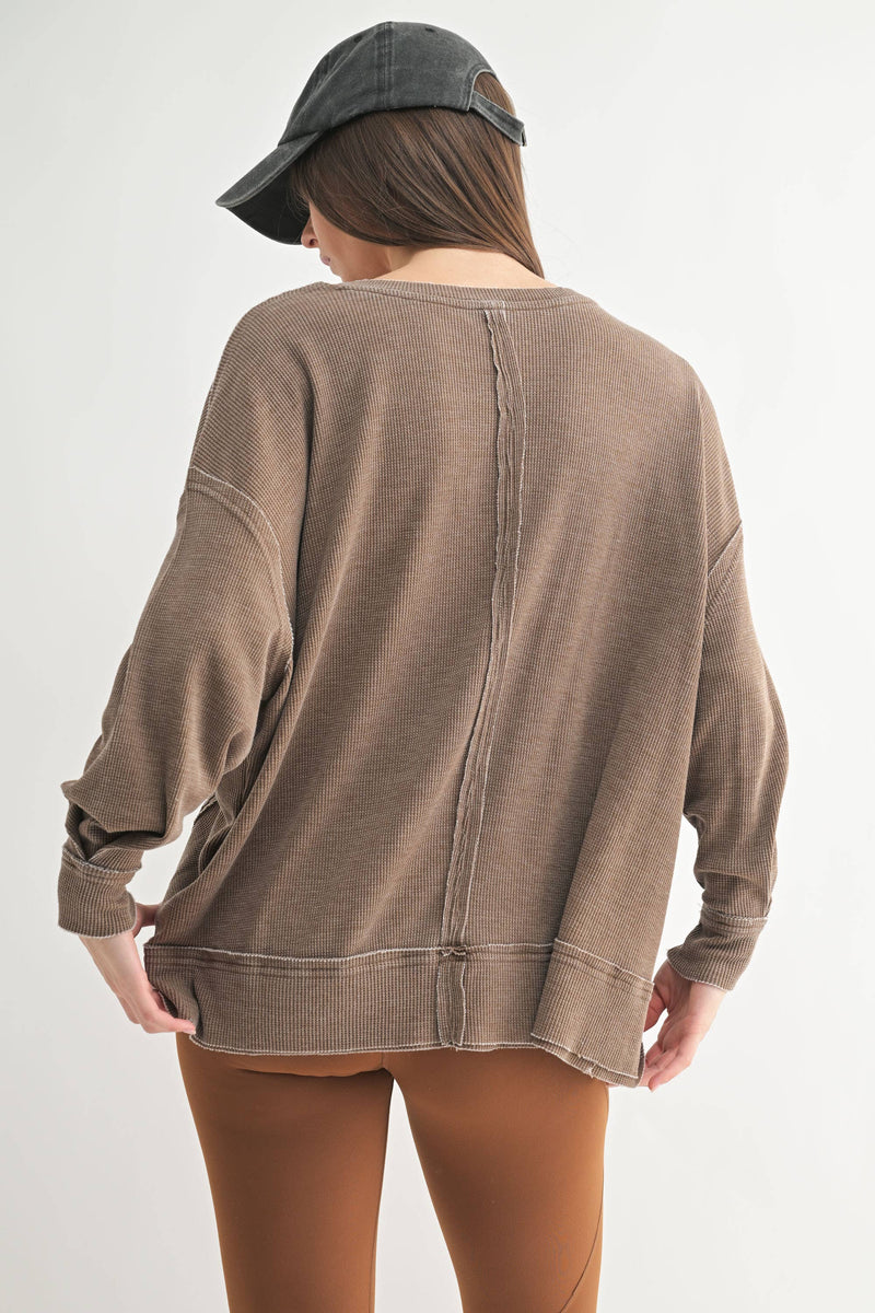 Waffle Knit Oversized:PLUM