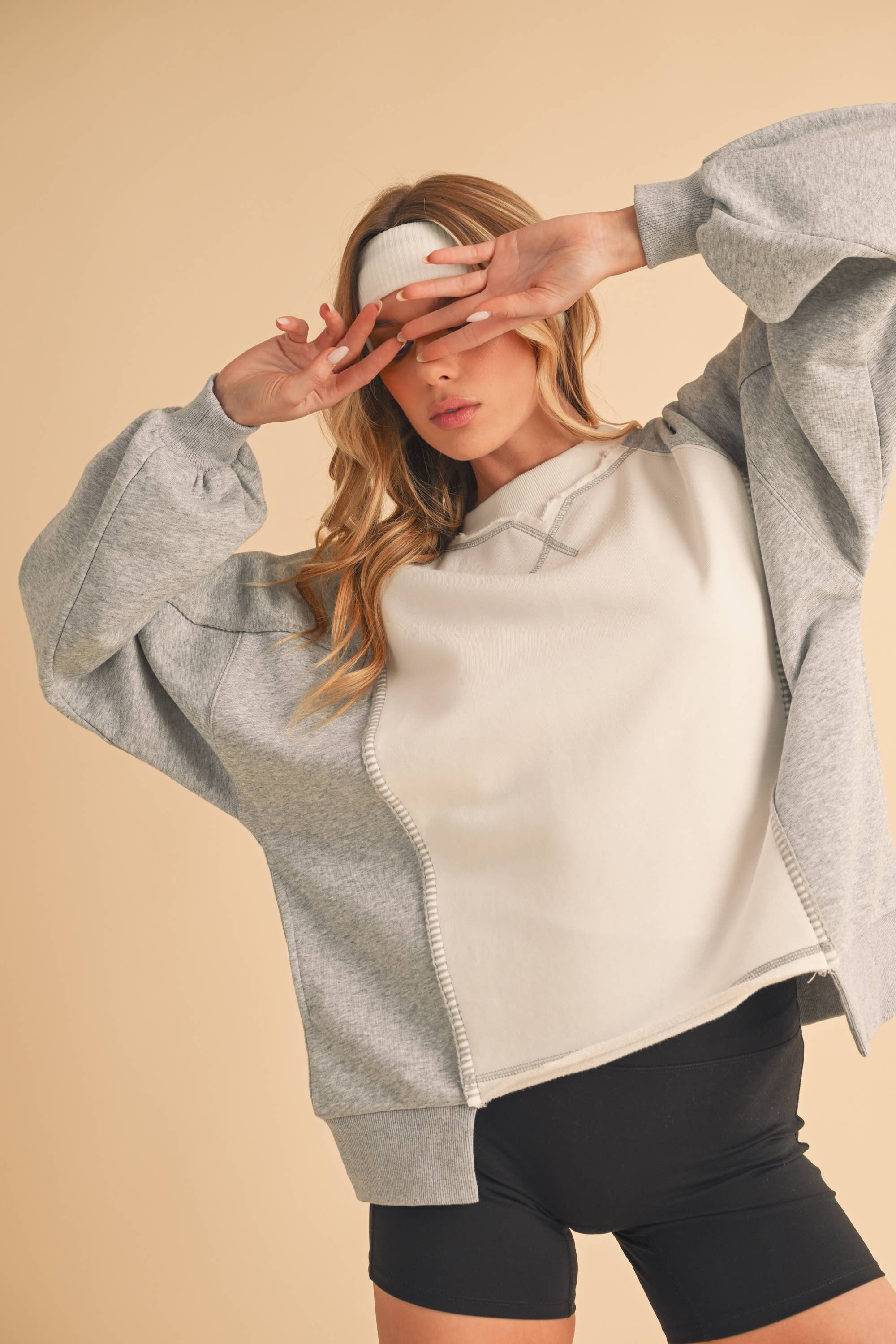 Nya Colorblock Sweater:Gray