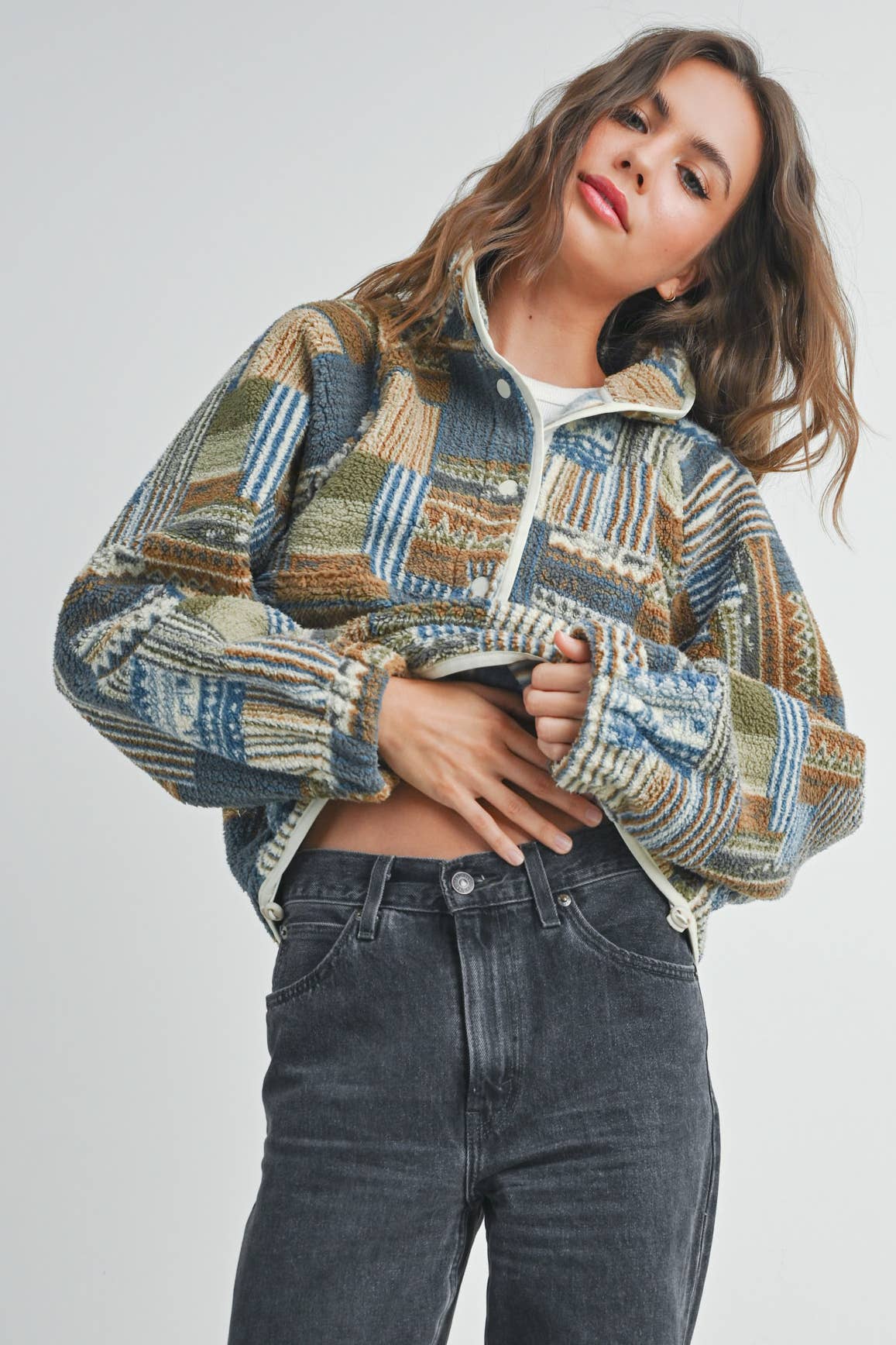 Patchwork Sweatshirt :Taupe/Multi