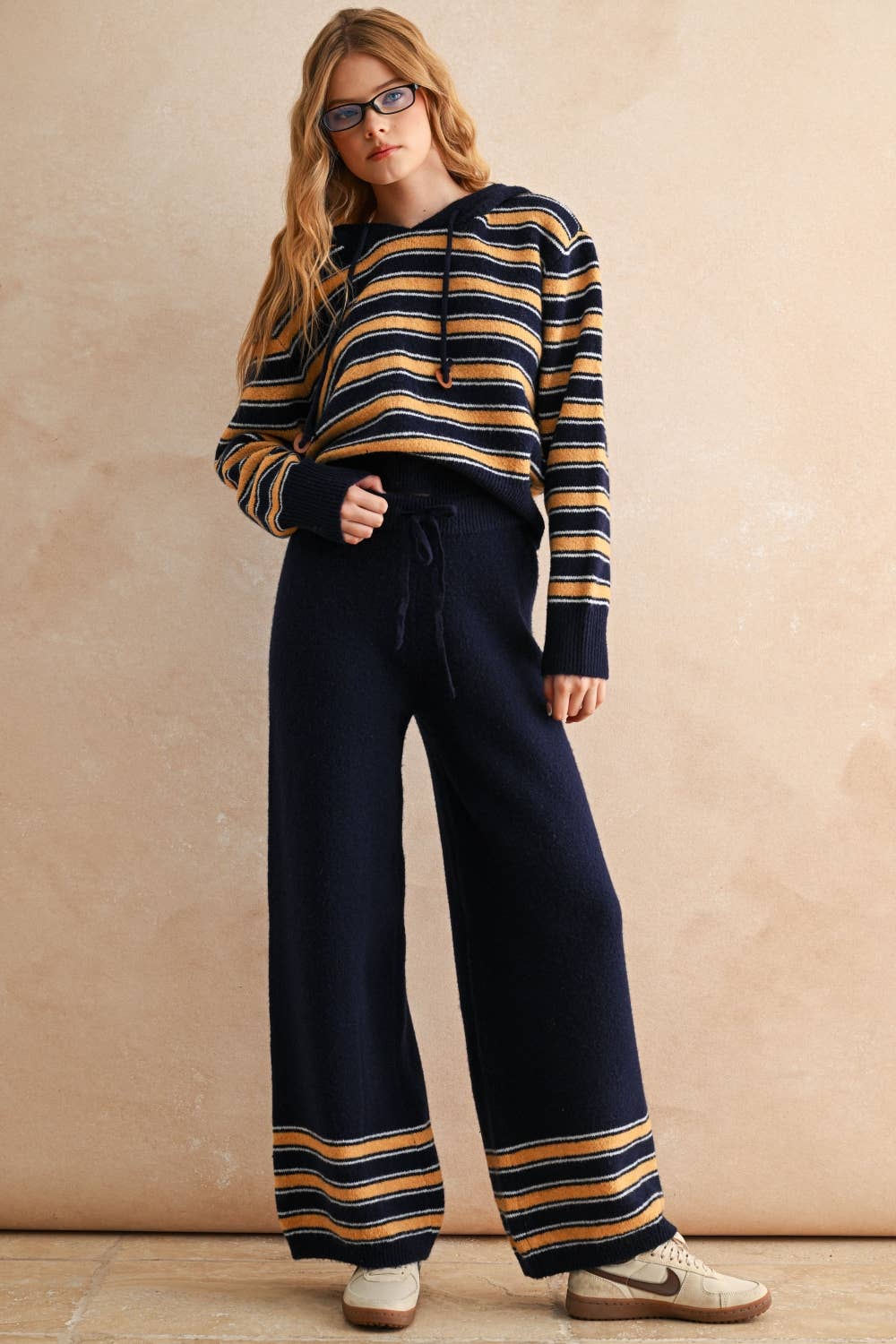 Navy/Butter Hooded Sweater Set: