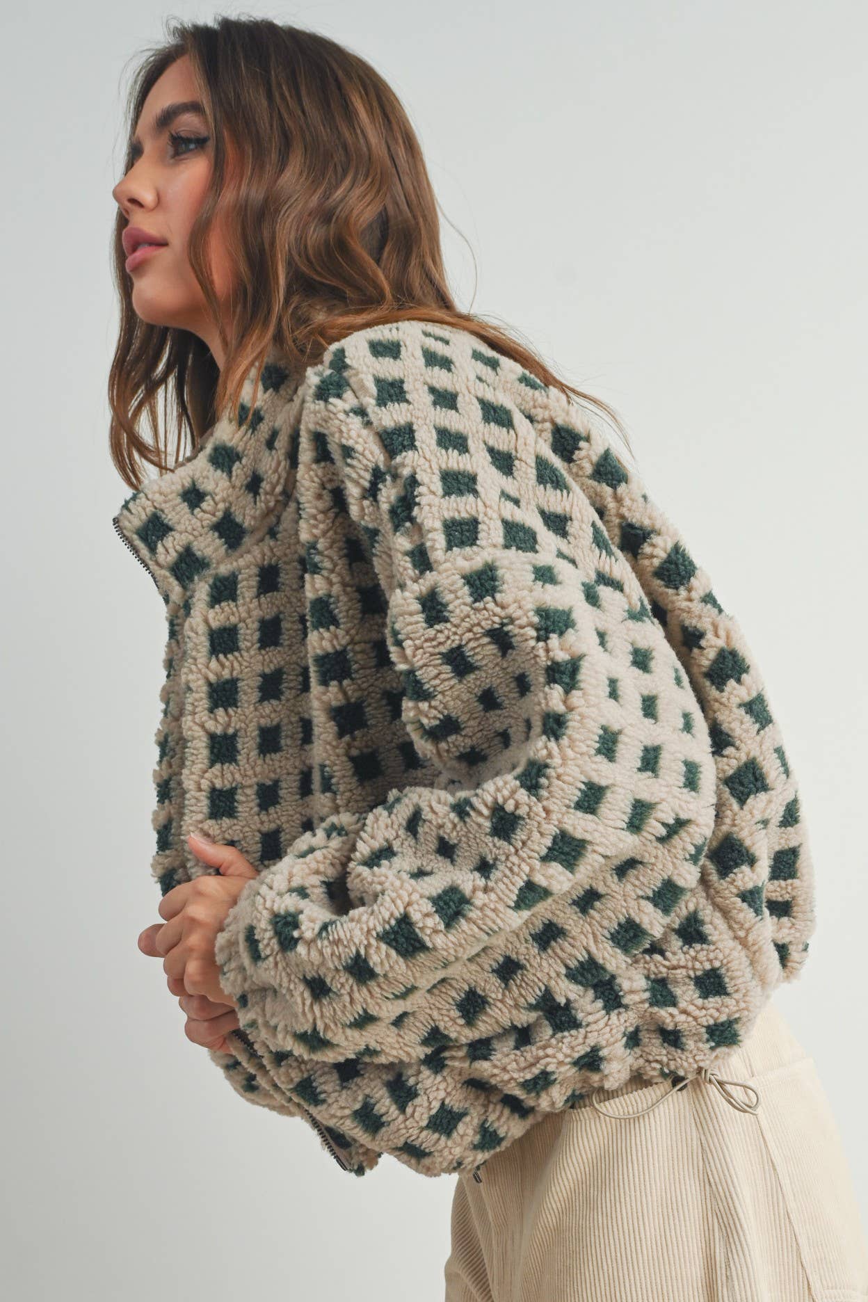 Fuzzy Sherpa Jacket: Taupe