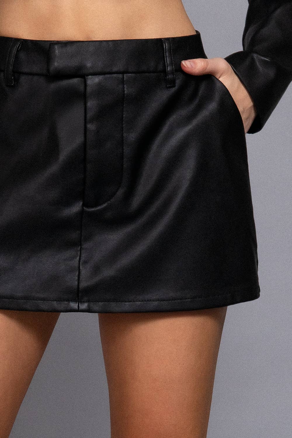 Faux Leather Skort: Black