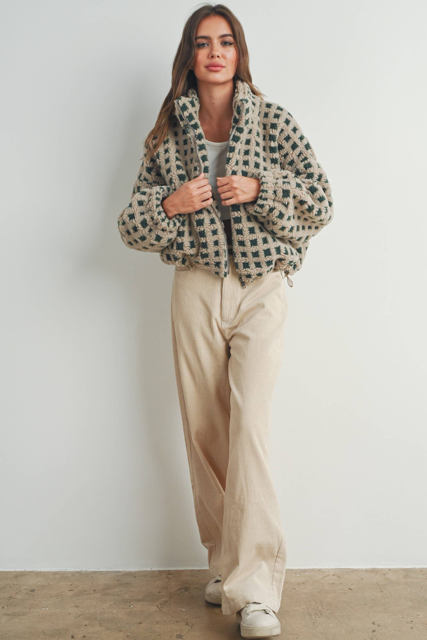 Fuzzy Sherpa Jacket: Taupe