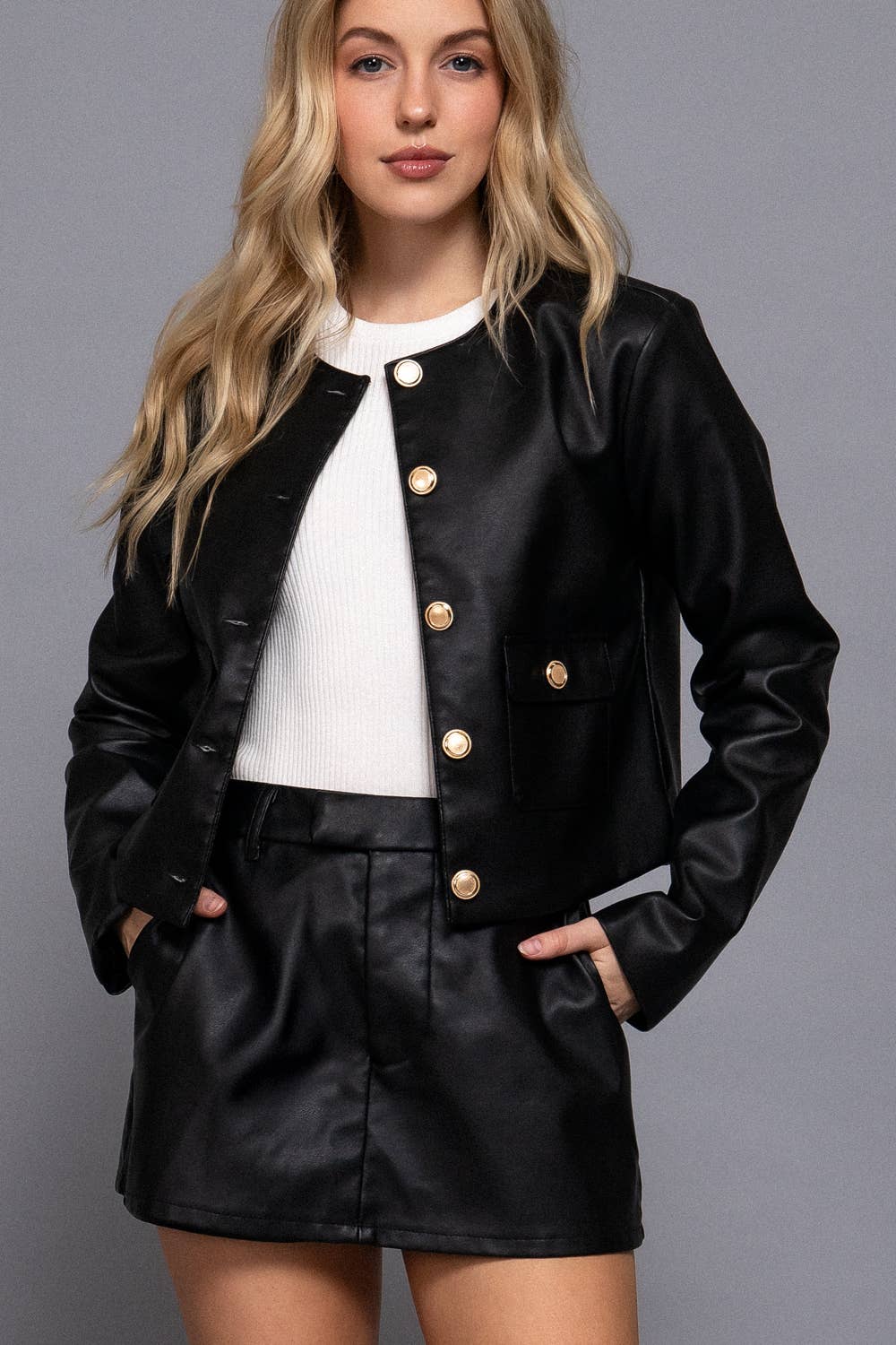 Faux Leather Skort: Black