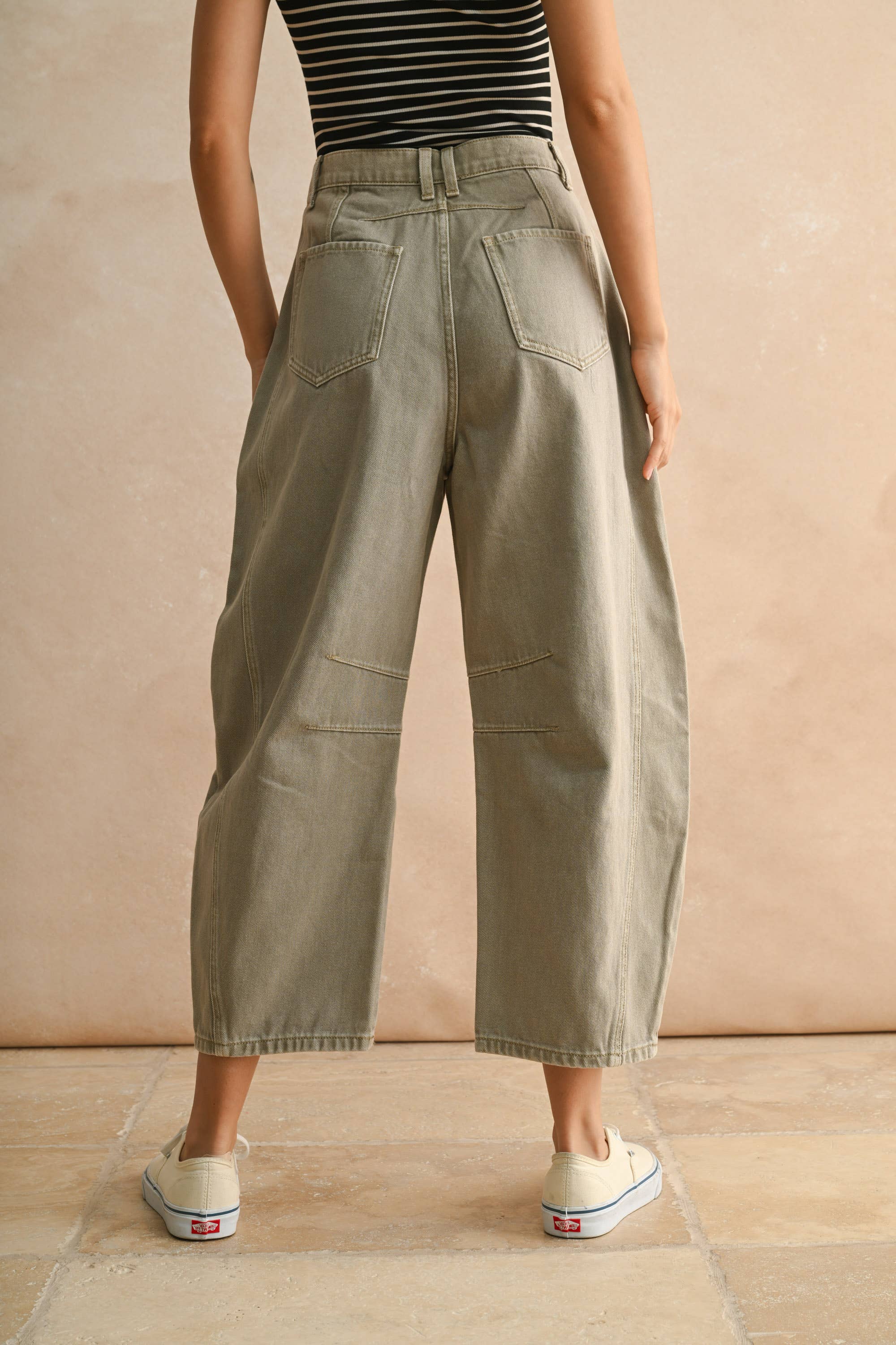 Barrel Cotton Pants: Stone