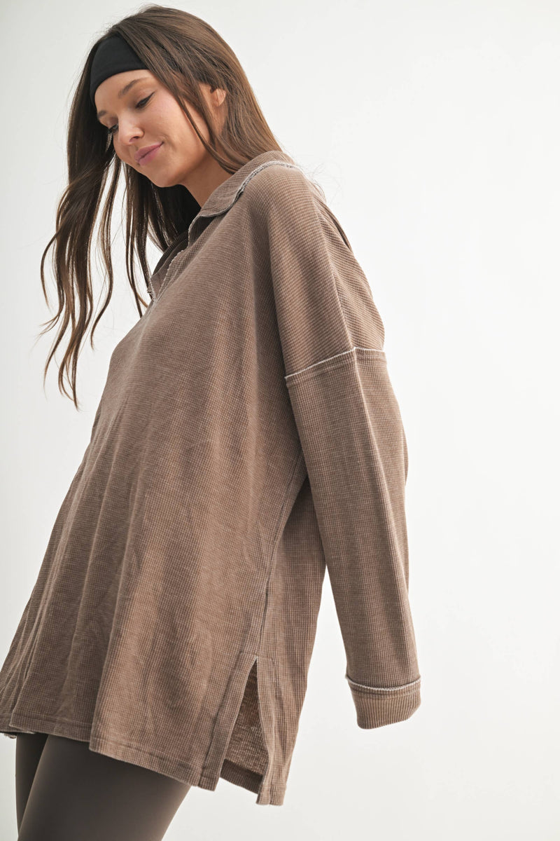 Waffle Knit Oversized:Black