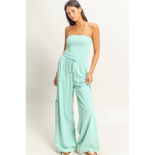 Tube Top Jumpsuit:BLACK