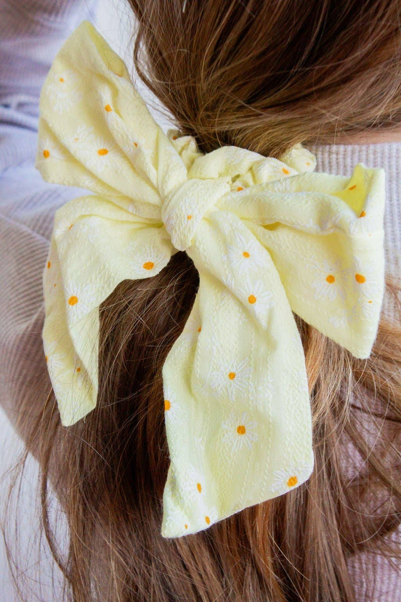 Yellow Daisy Bow Scrunchie
