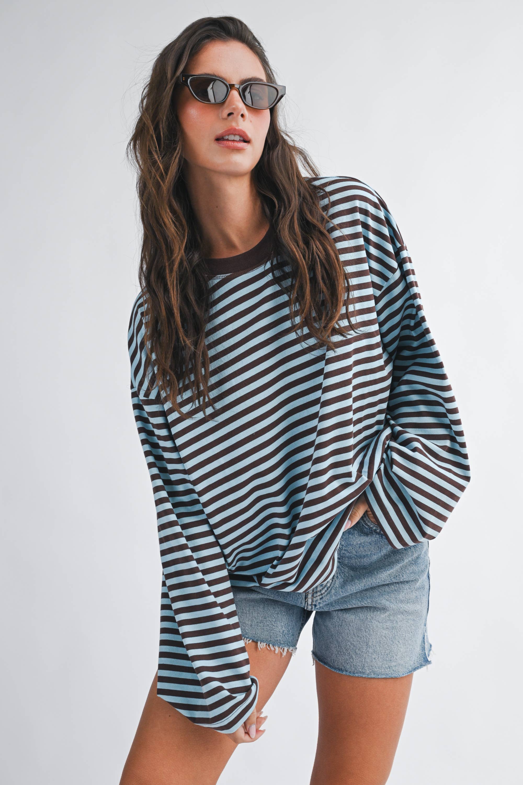 Oversized Stripe Top: Chocolate
