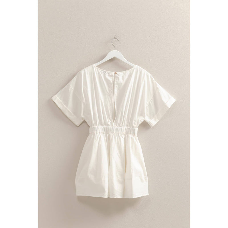 Poplin Mini Dress:OFF WHITE