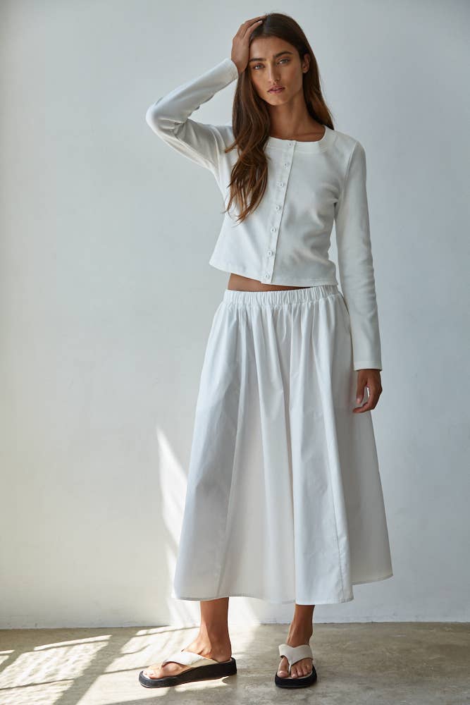 Cotton Spandex Cardigan: Off White