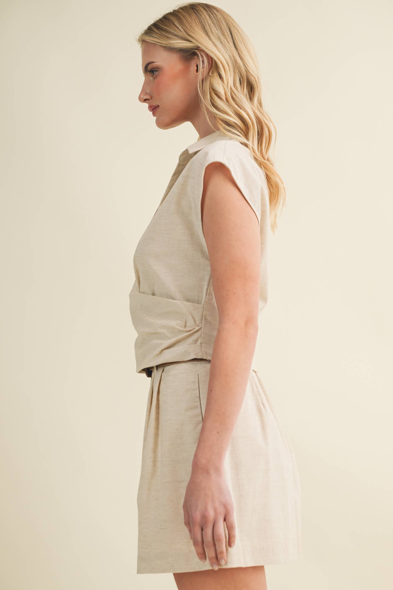 Folded Waist Top: Linen