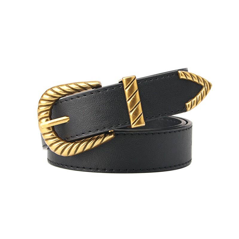Classic Western Buckle Belt: Black