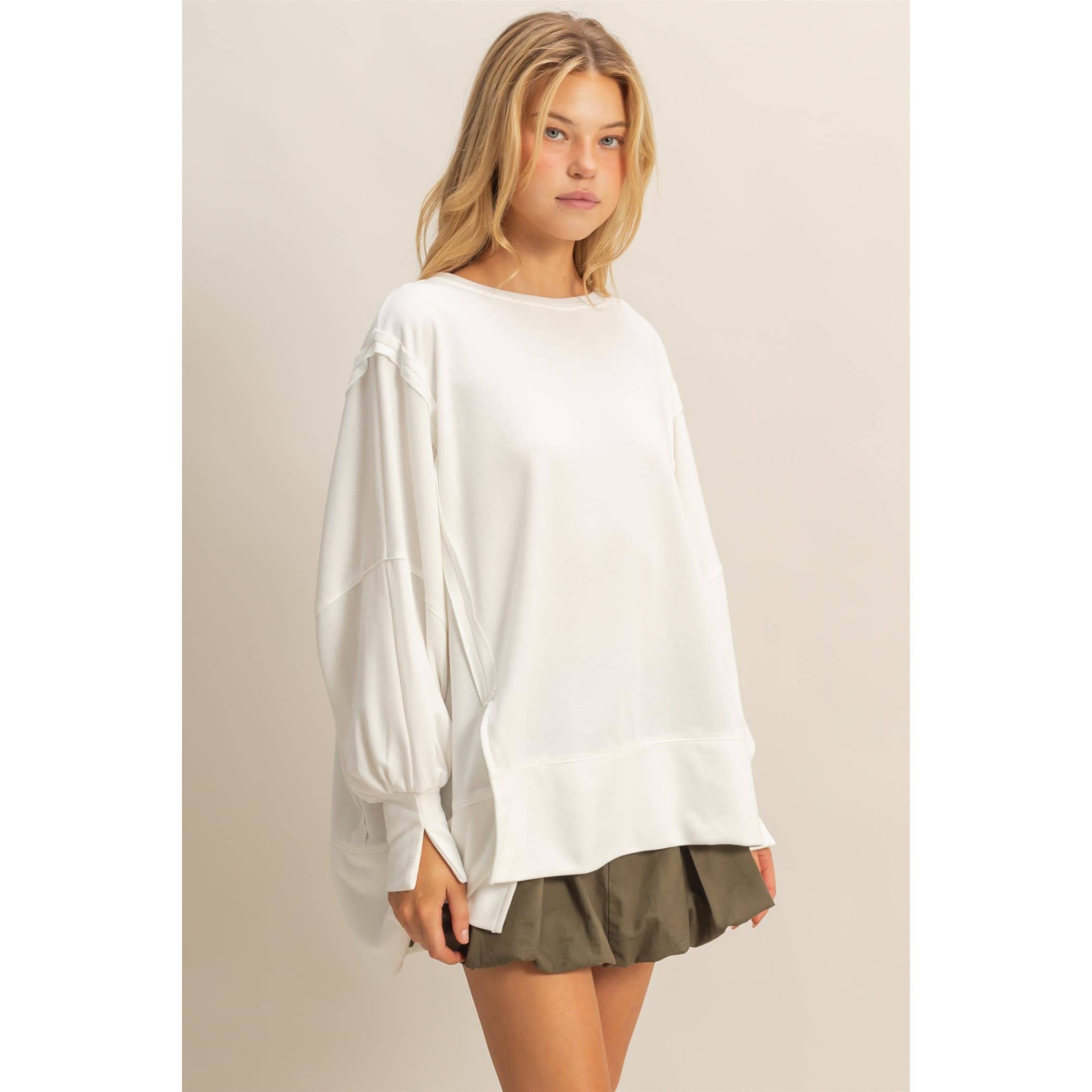 Unique Cuff Top: Ivory