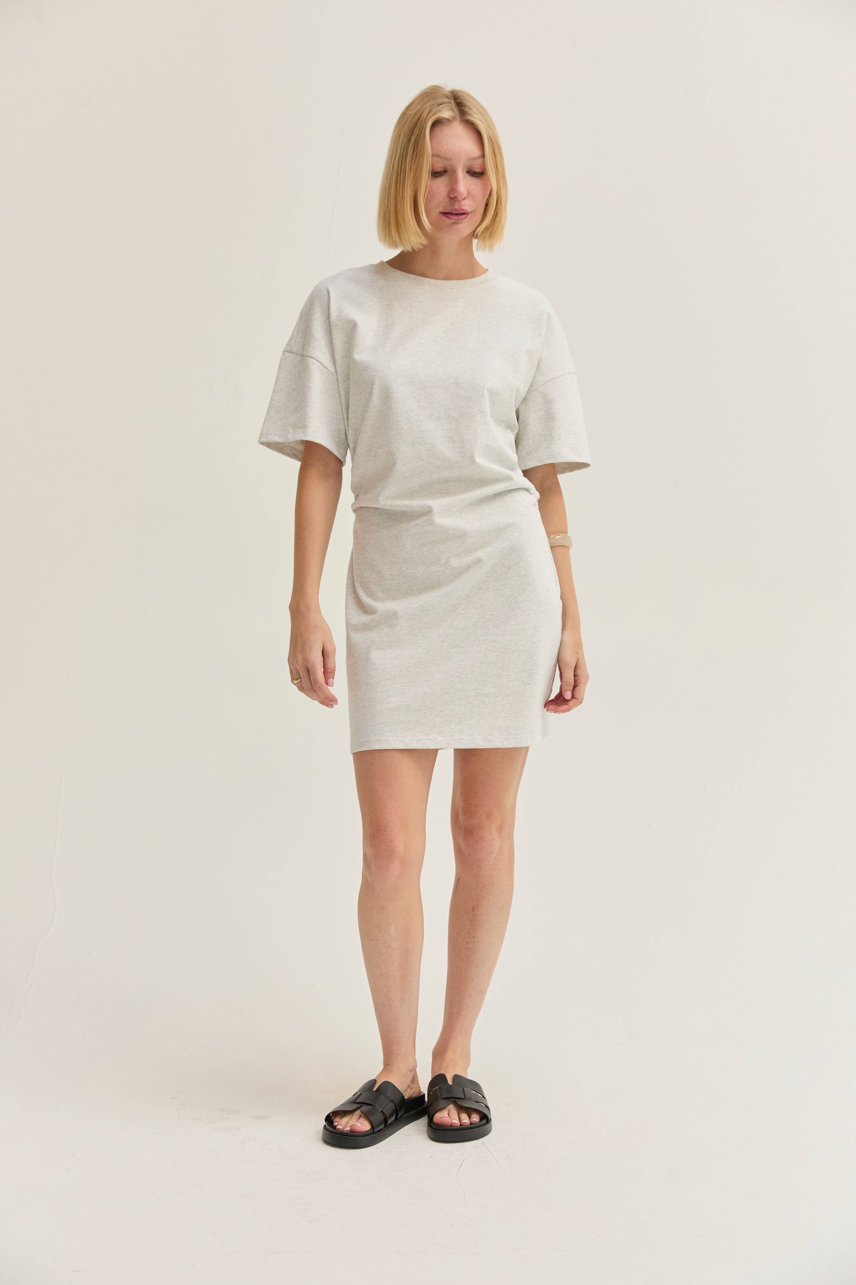 Ruched T-shirt Mini Dress: Melange