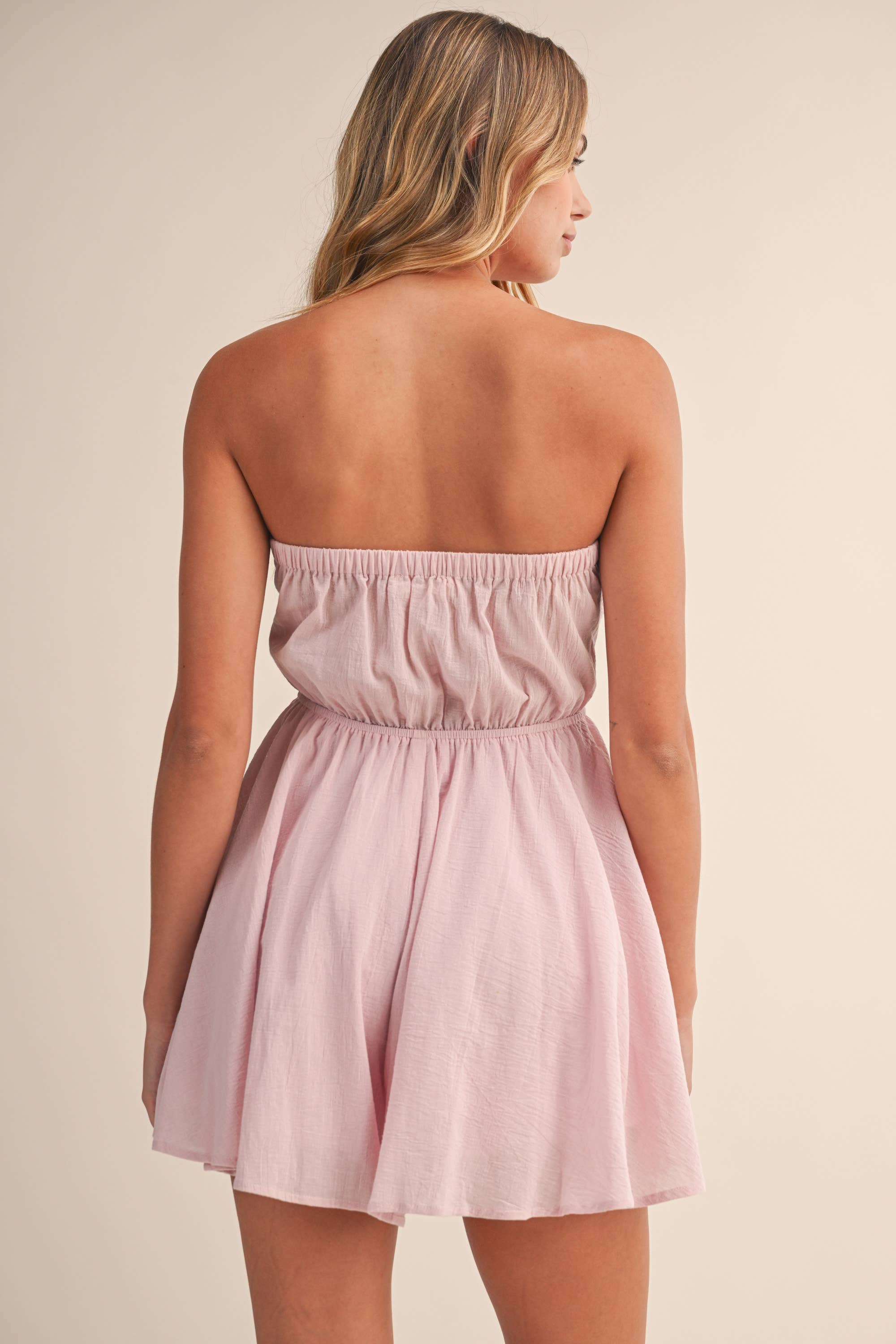 Tube Tied Fron Romper: Pink