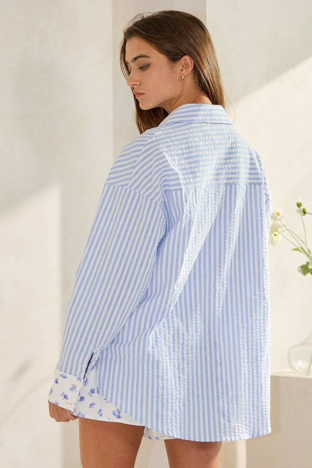 Floral Button-Down Set: Ivory