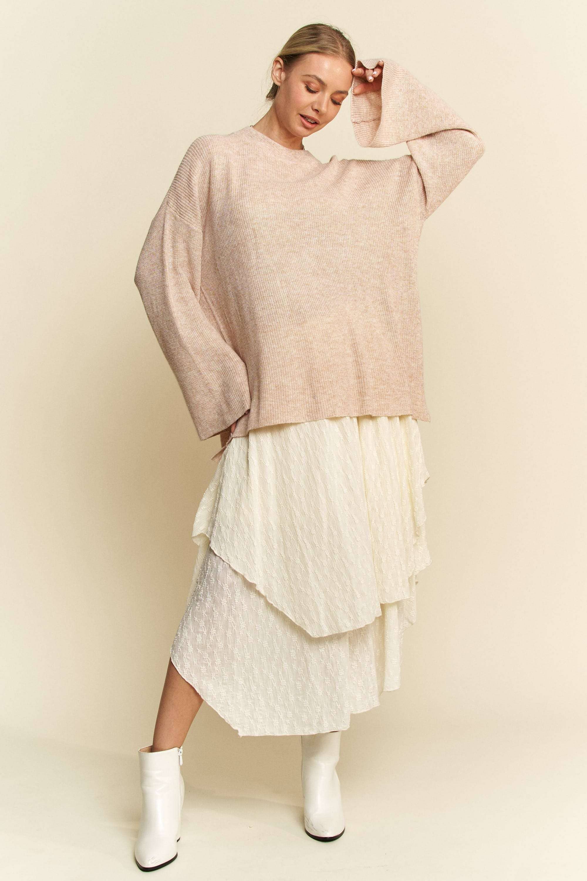 Voluminous Sleeves Sweater: Oatmeal