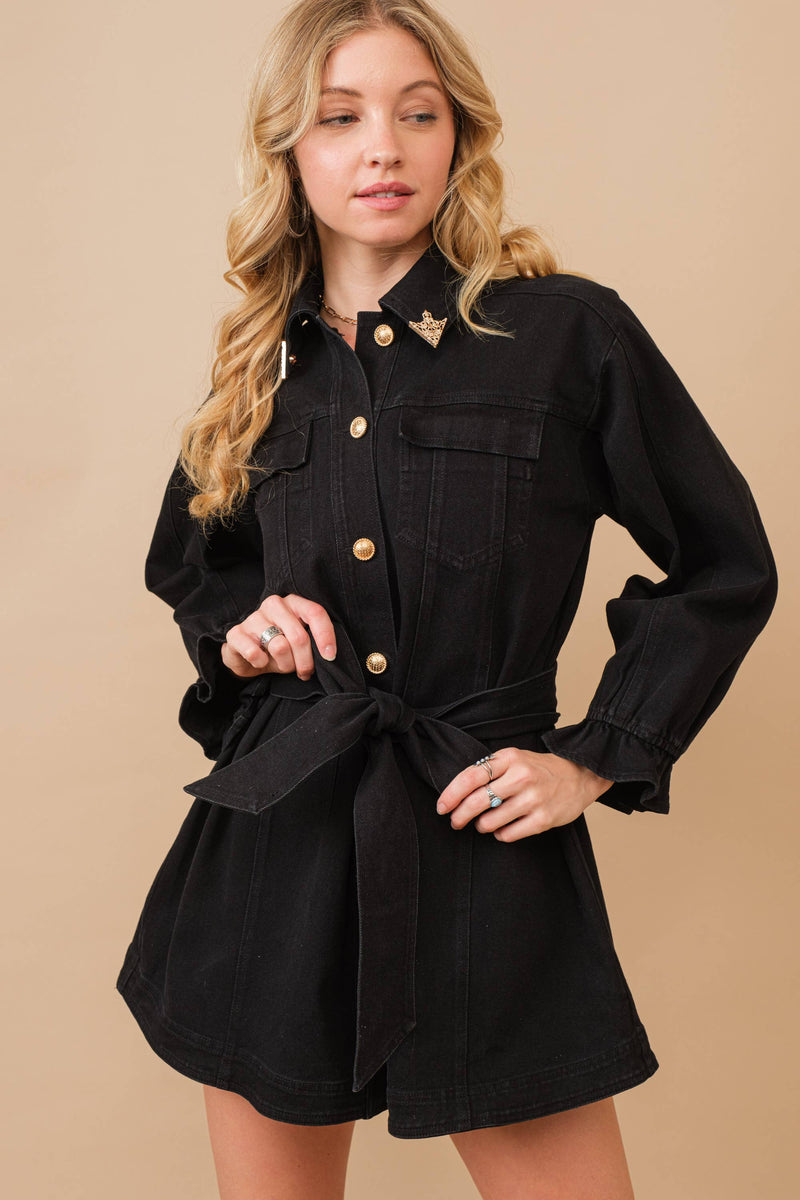 Twill Collared Denim Dress