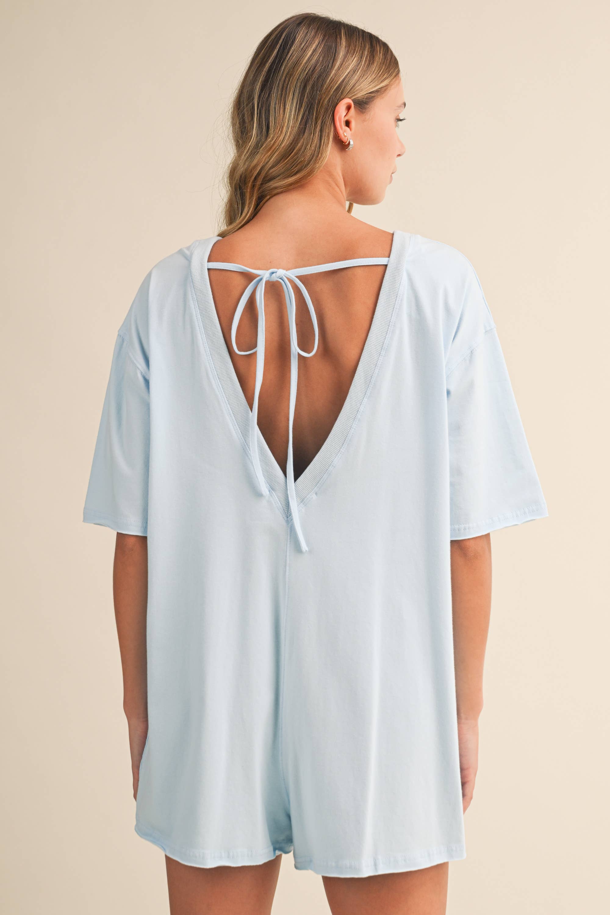 Relaxed Fit Romper: Baby Blue