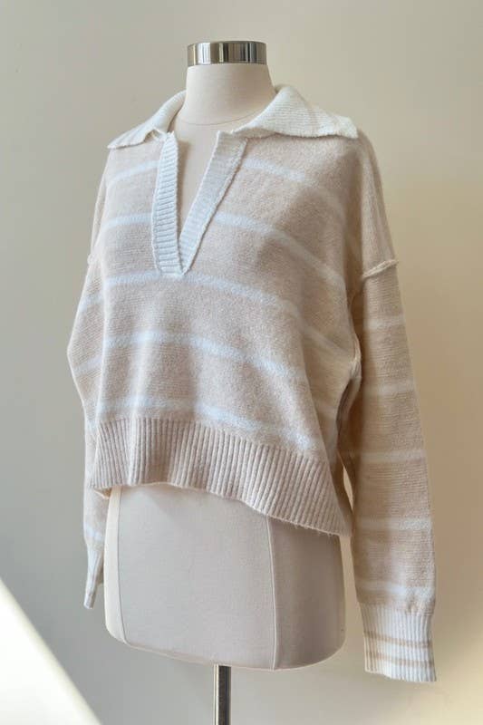 Marina Blue Soft Pullover-Ecru