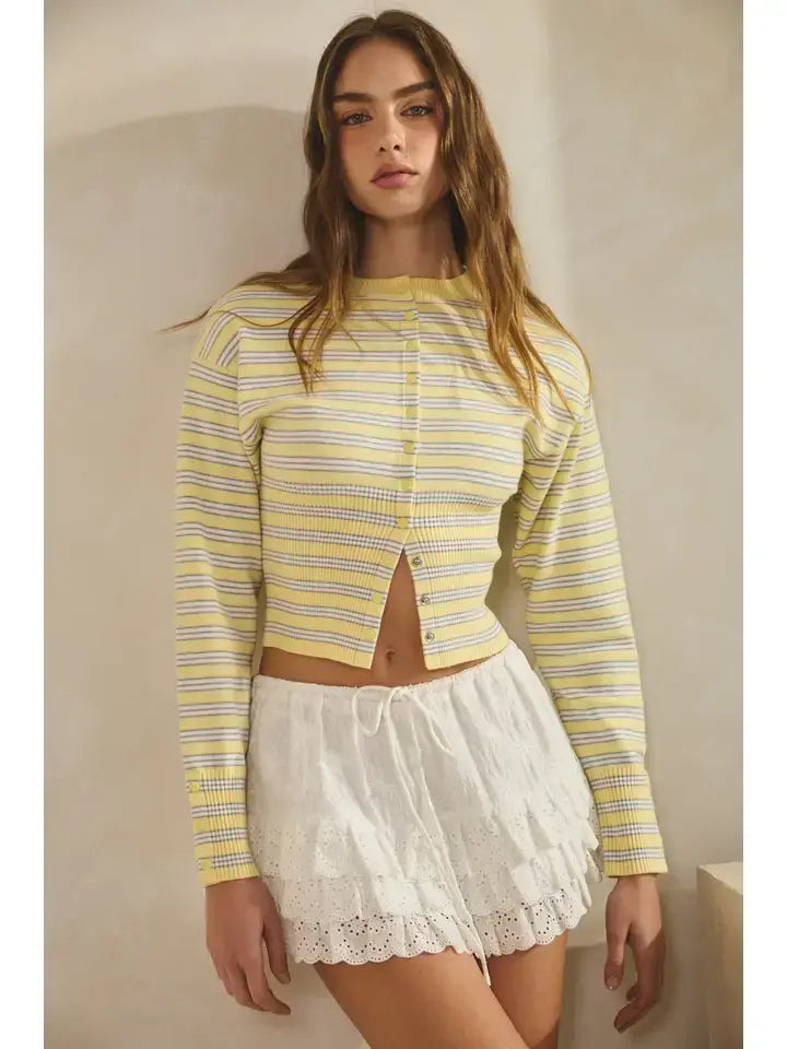 Jo Striped Snap Button Cardigan