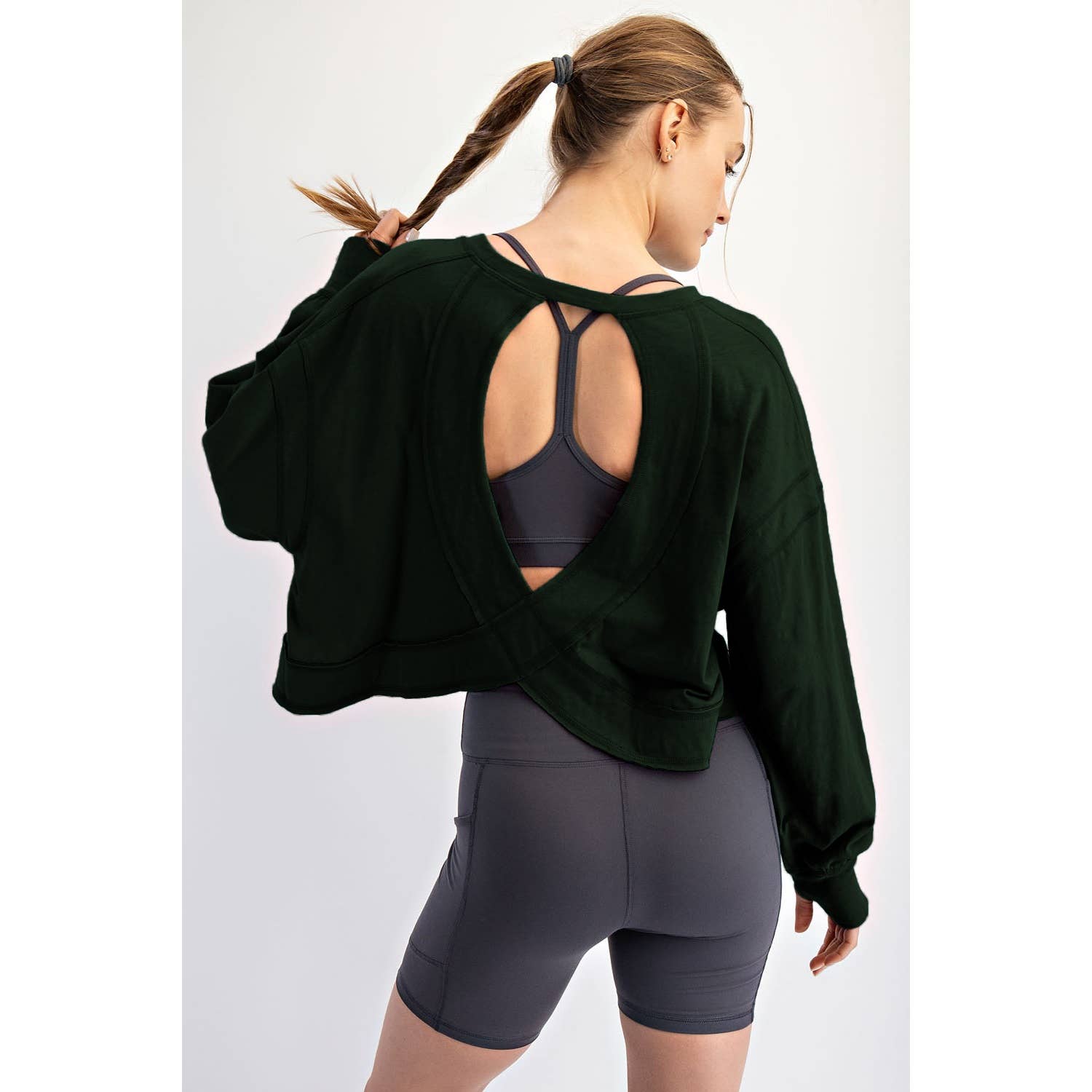 Cotton Open Back Top: Reg. Green