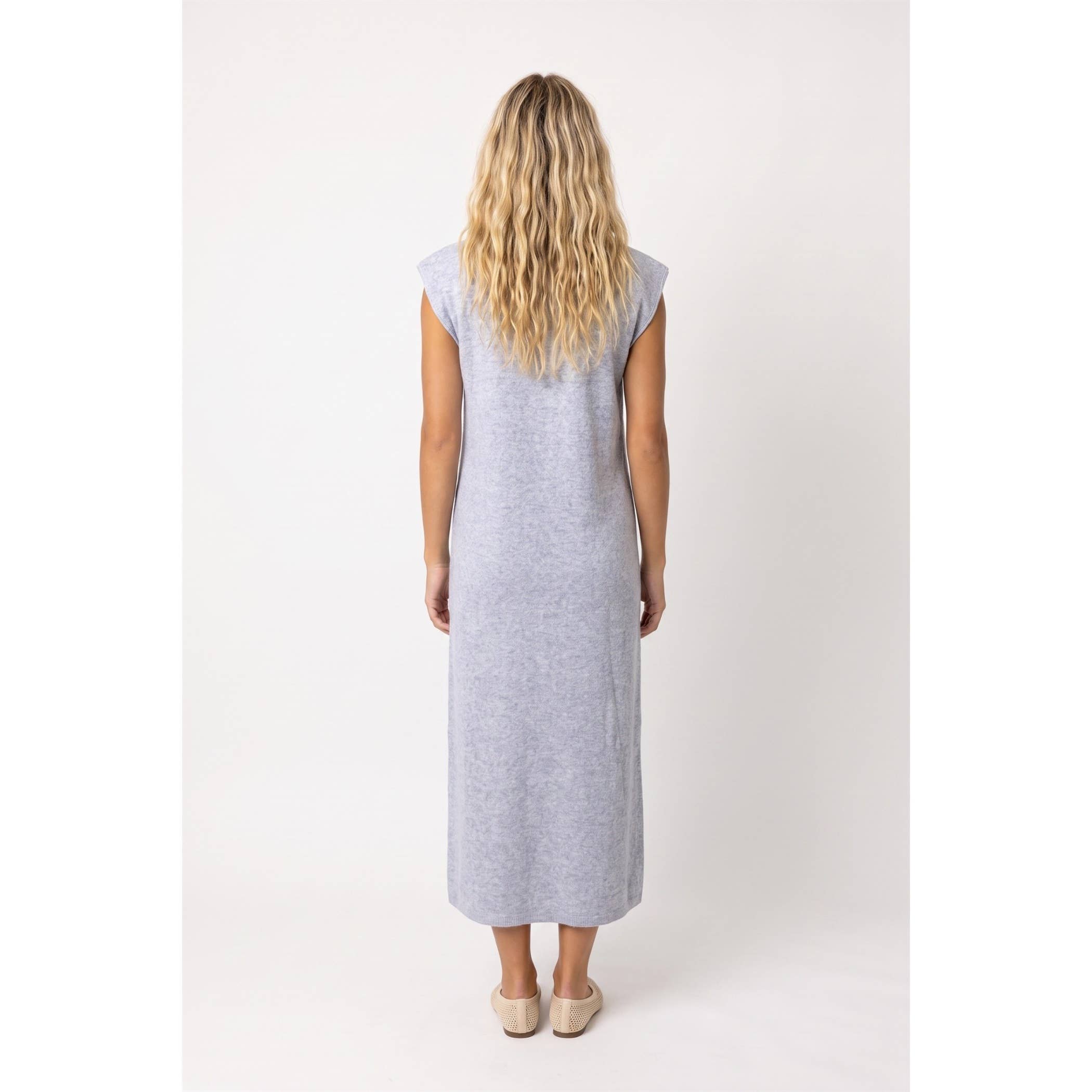 Cap Sweater Midi Dress: Grey