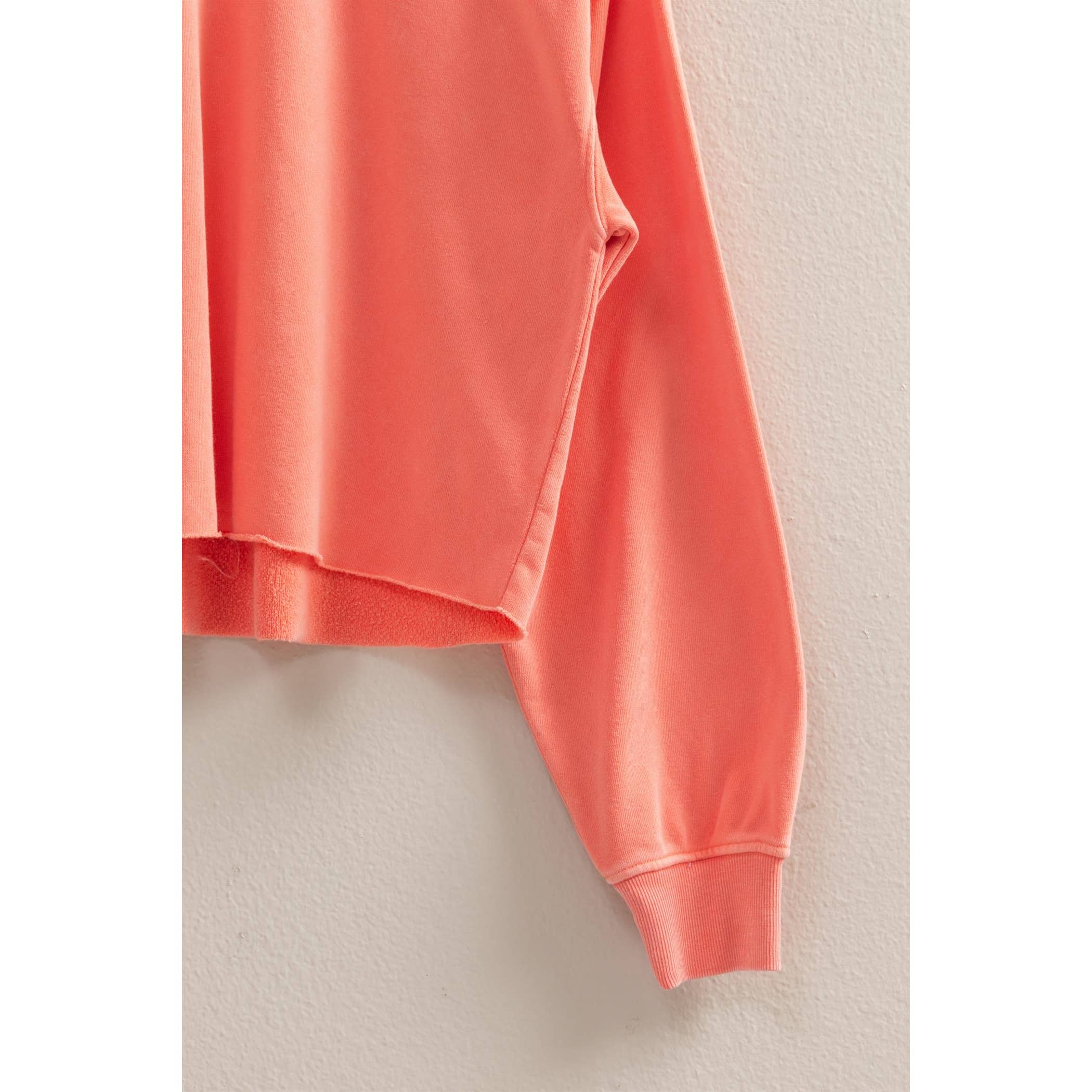 Raw Hem Pullover- Coral