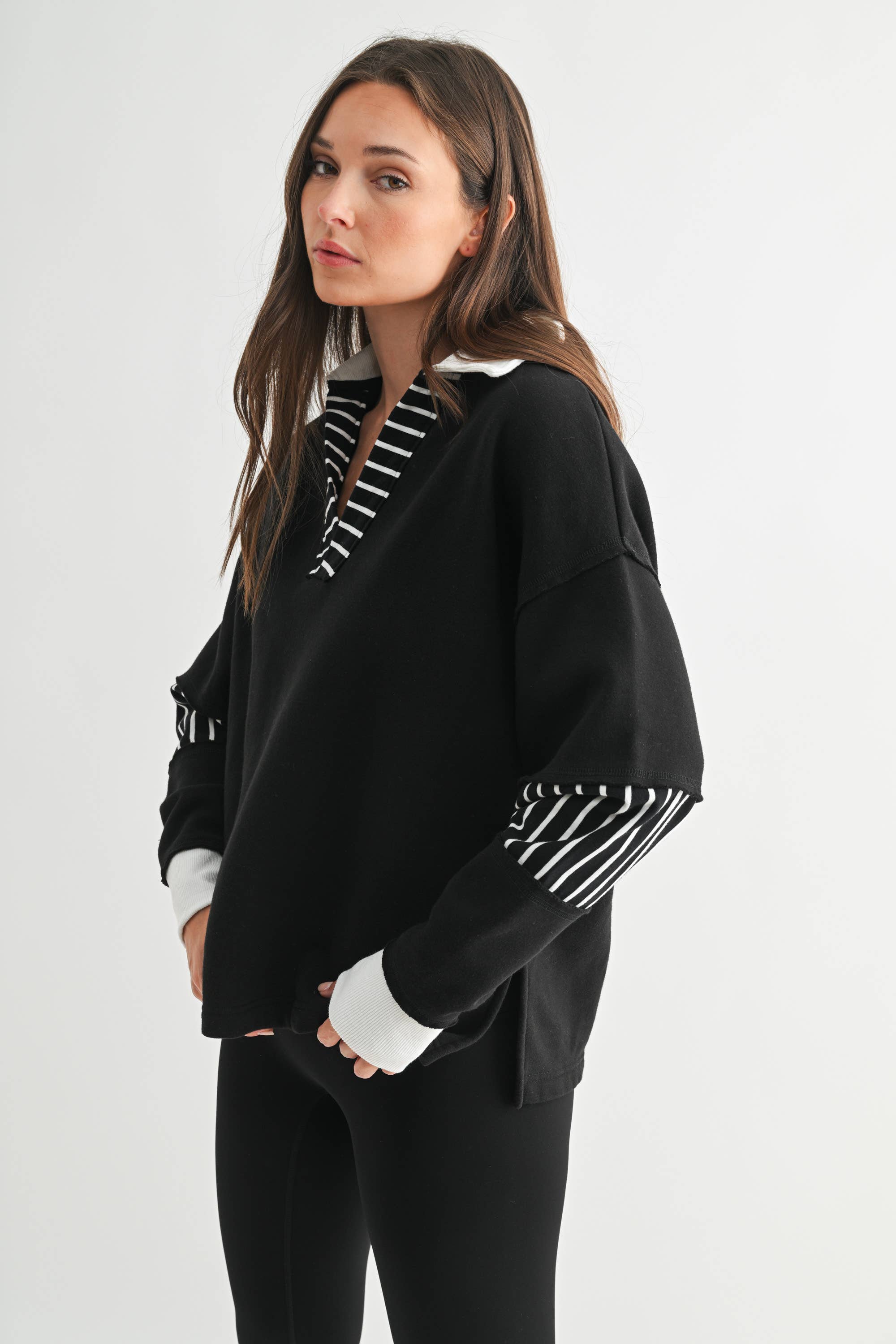 Varsity Pullover: Black