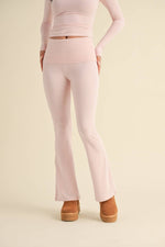 Foldover Flare Pants:Choc.