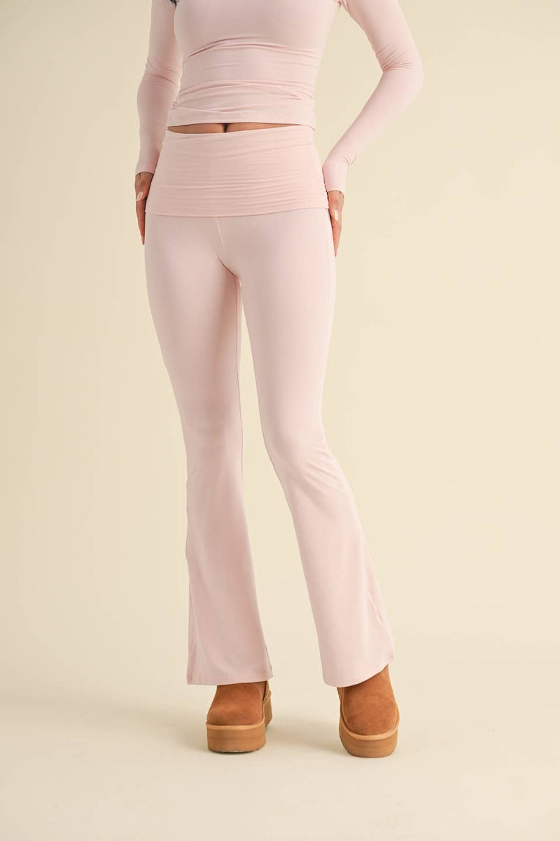 Foldover Flare Pants:Choc.