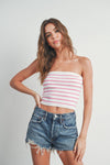 Striped Tube Top-PINK