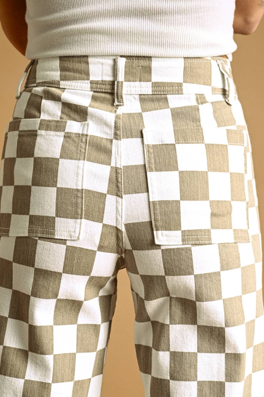 Checker Board Pants: Tan