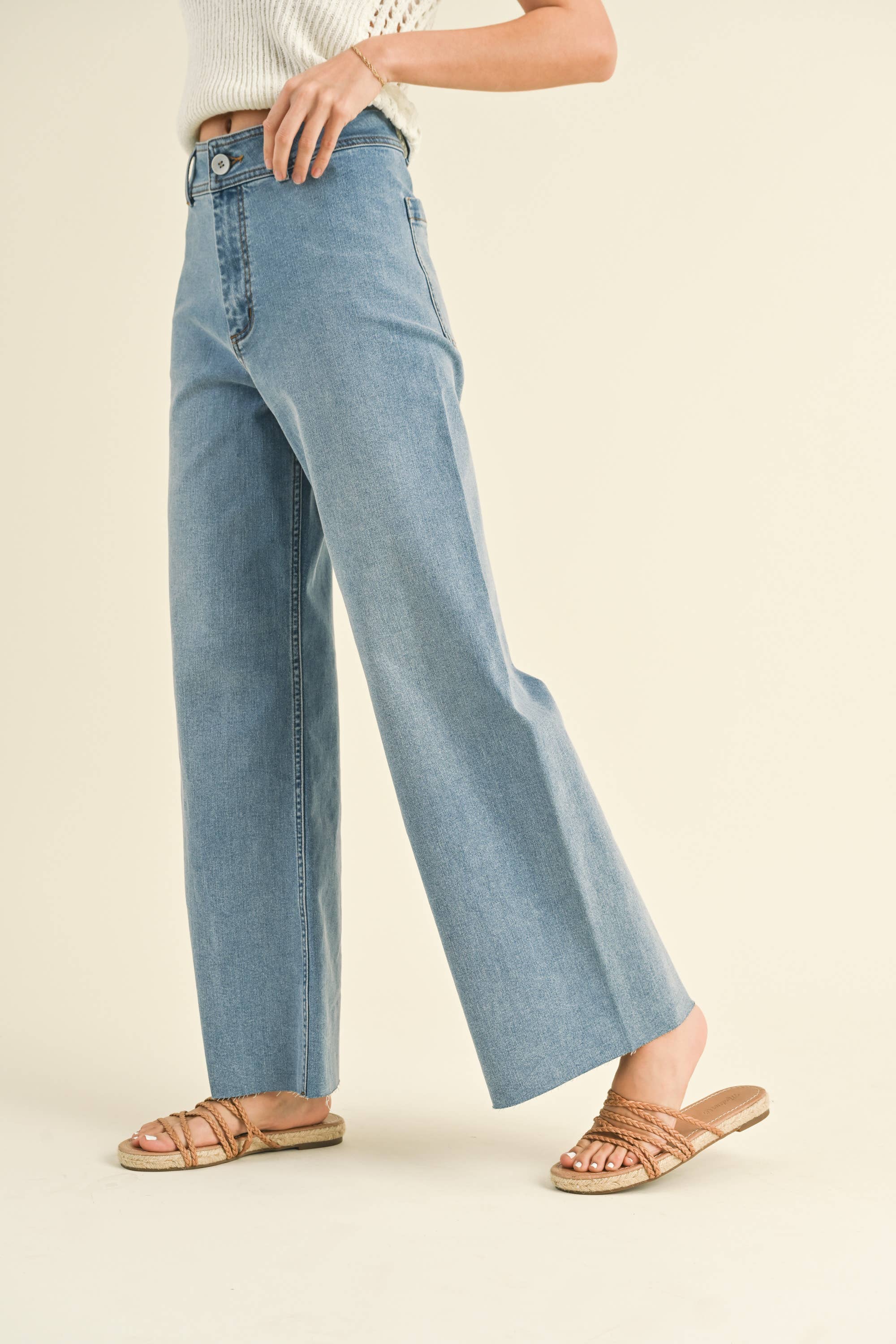 Wide Leg Denim Pants: