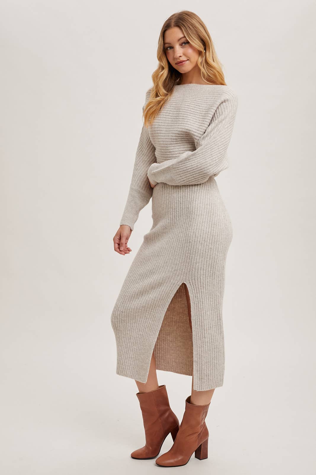 Off Side Sweater Dress: Oatmeal