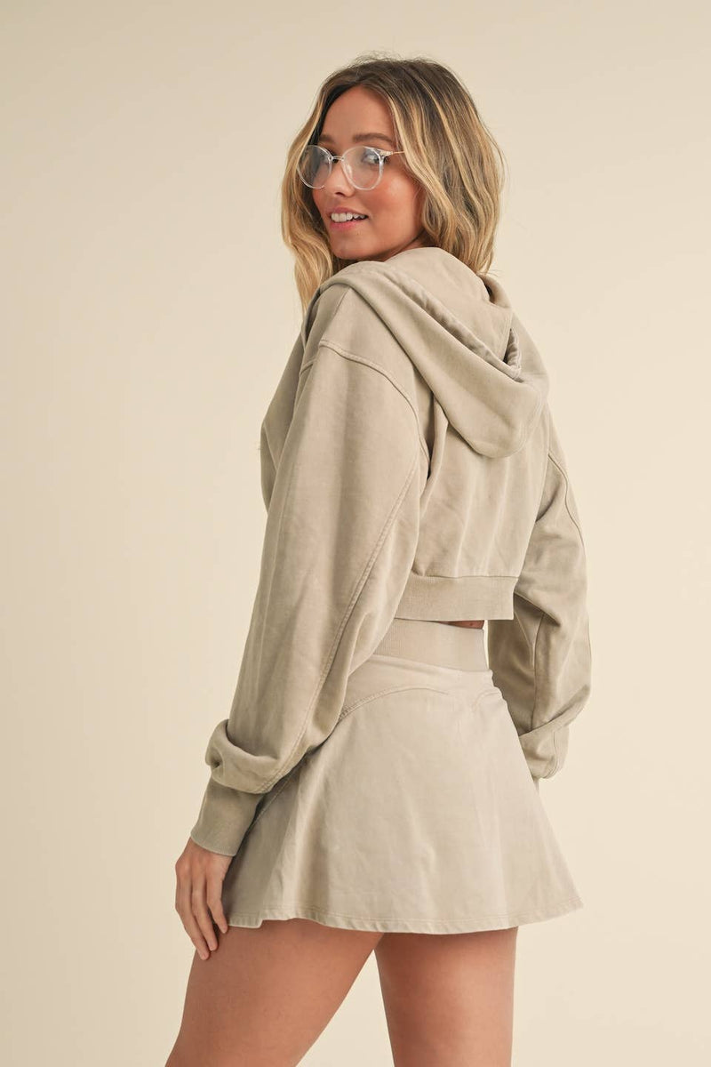 Mineral Wash  Crop Hoodie