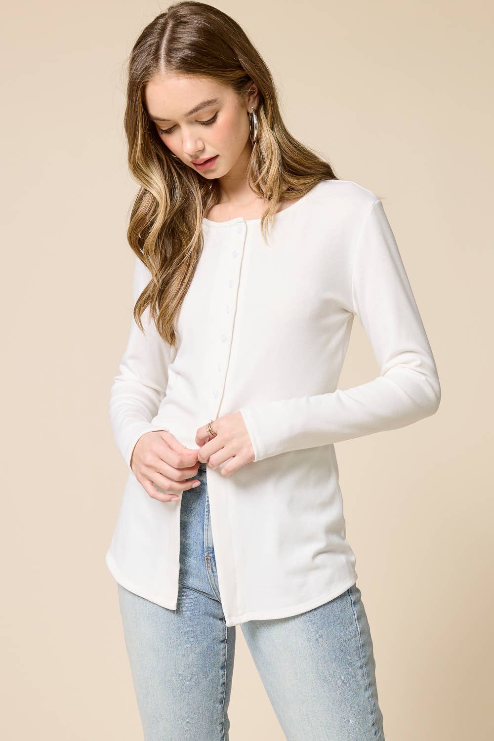 Elongated Hemline Cardigan: Off White