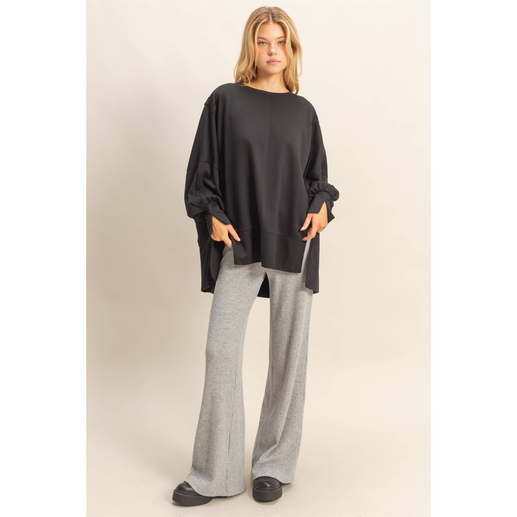 Unique Cuff Top:Black