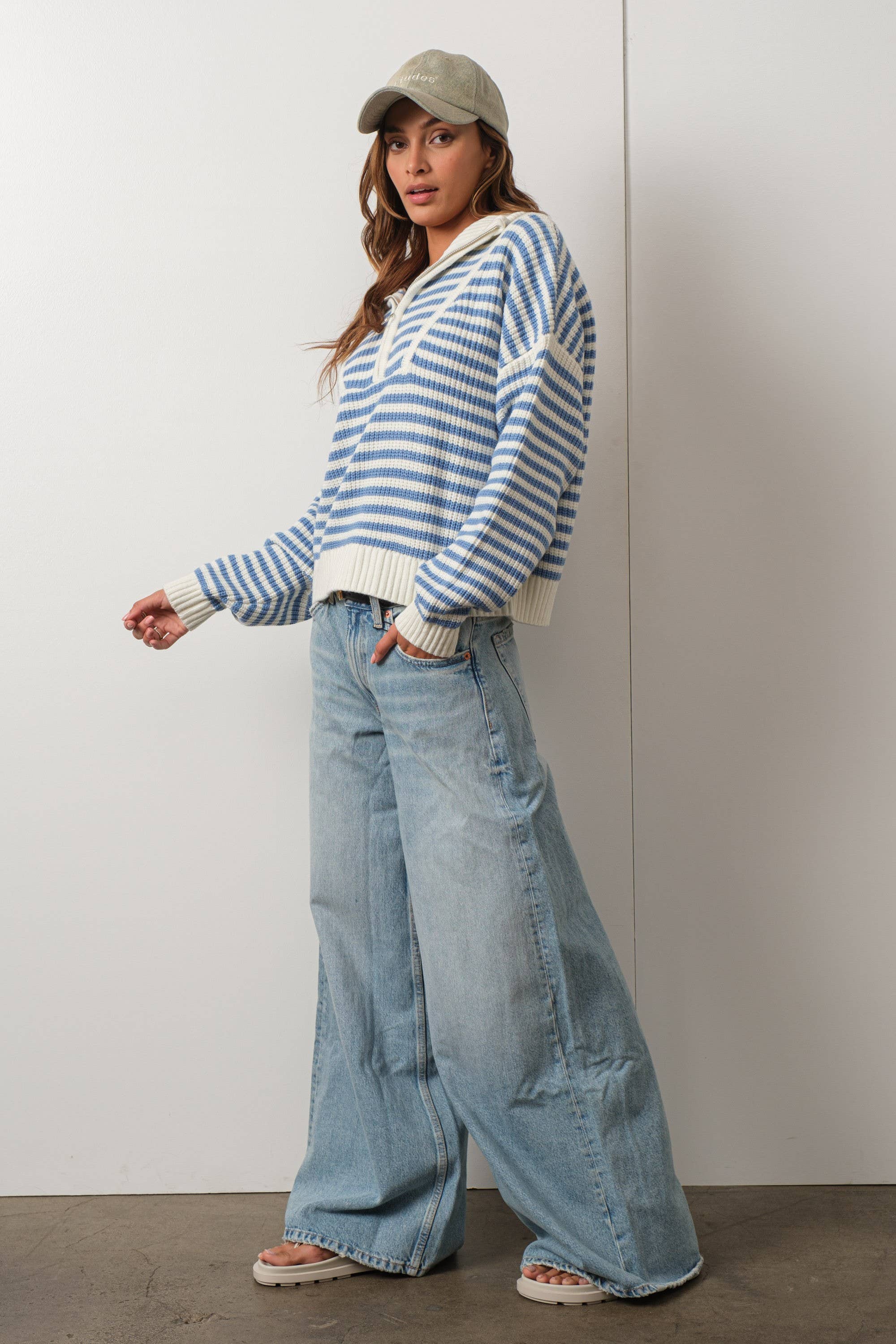 Cali Half-zip Sweater: Blue